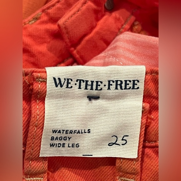 Free People We The Free Waterfalls Baggy Wide Leg Jeans Orange Size 25 - Picture 13 of 16
